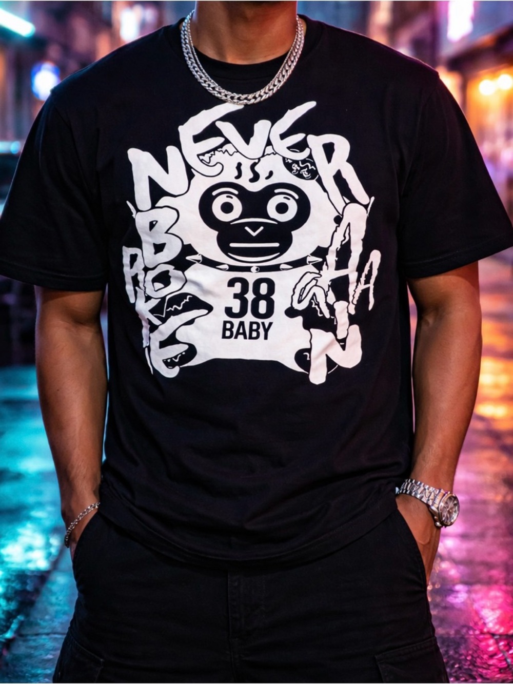 Never Broke Again 38 Baby T Shirt Men’s Small‎ Black Graphic NBA Youngboy